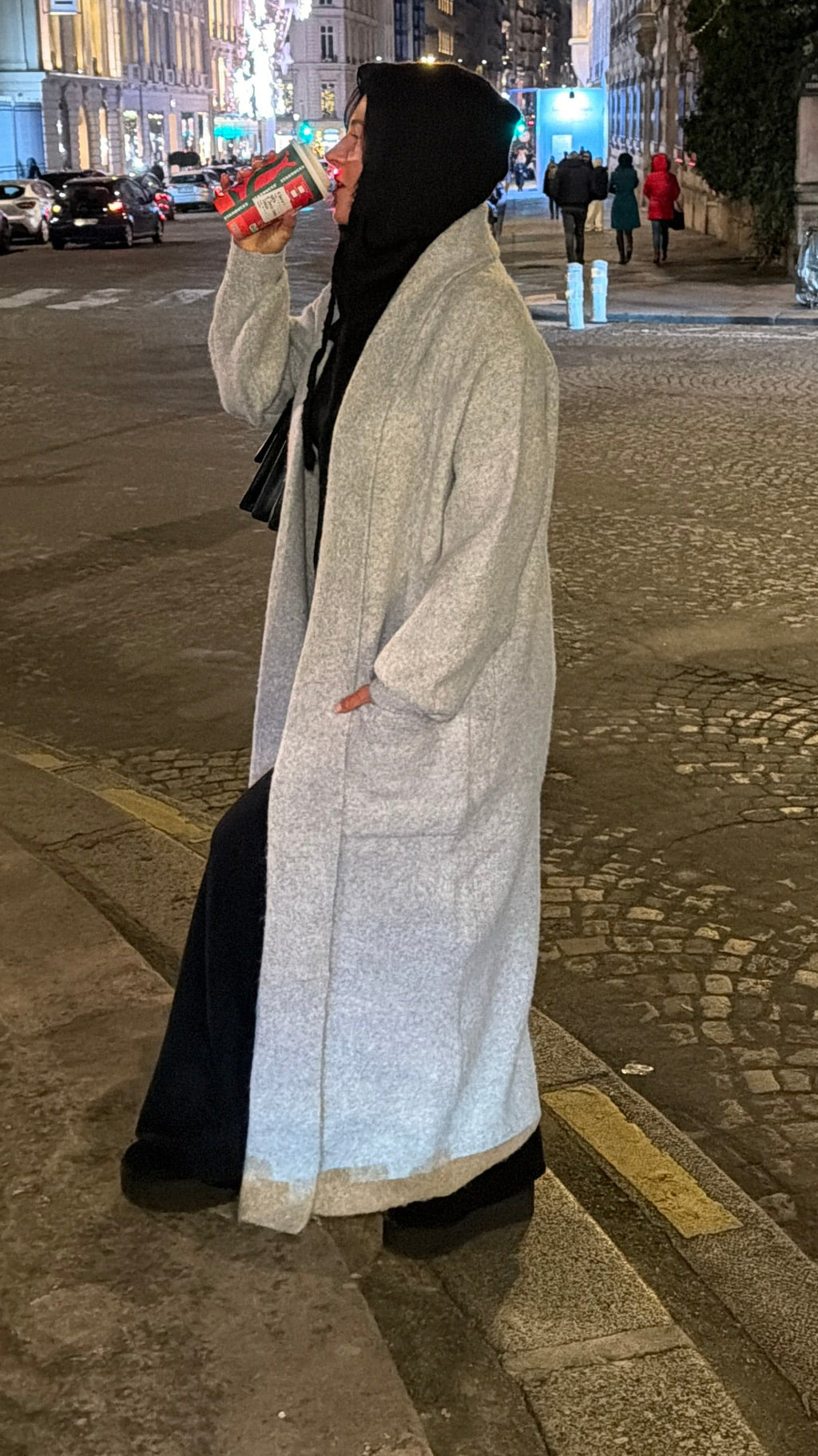 GILET LONG GRIS EN LAINE EVA