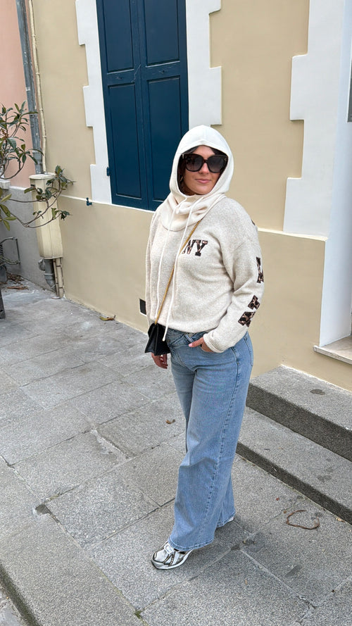 CAGOULE ÉCRU EN LAINE ET CACHEMIRE