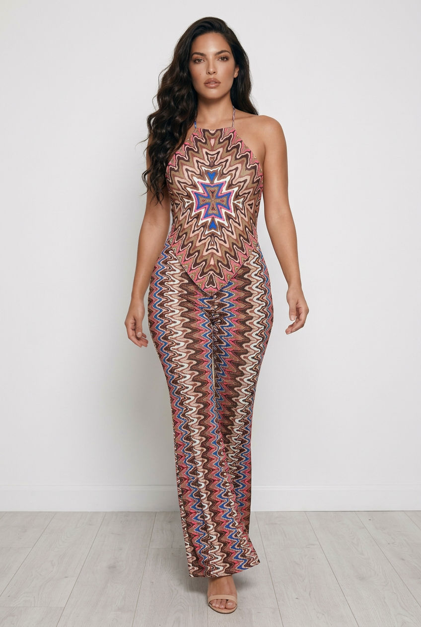 ENSEMBLE À MOTIF MARRON