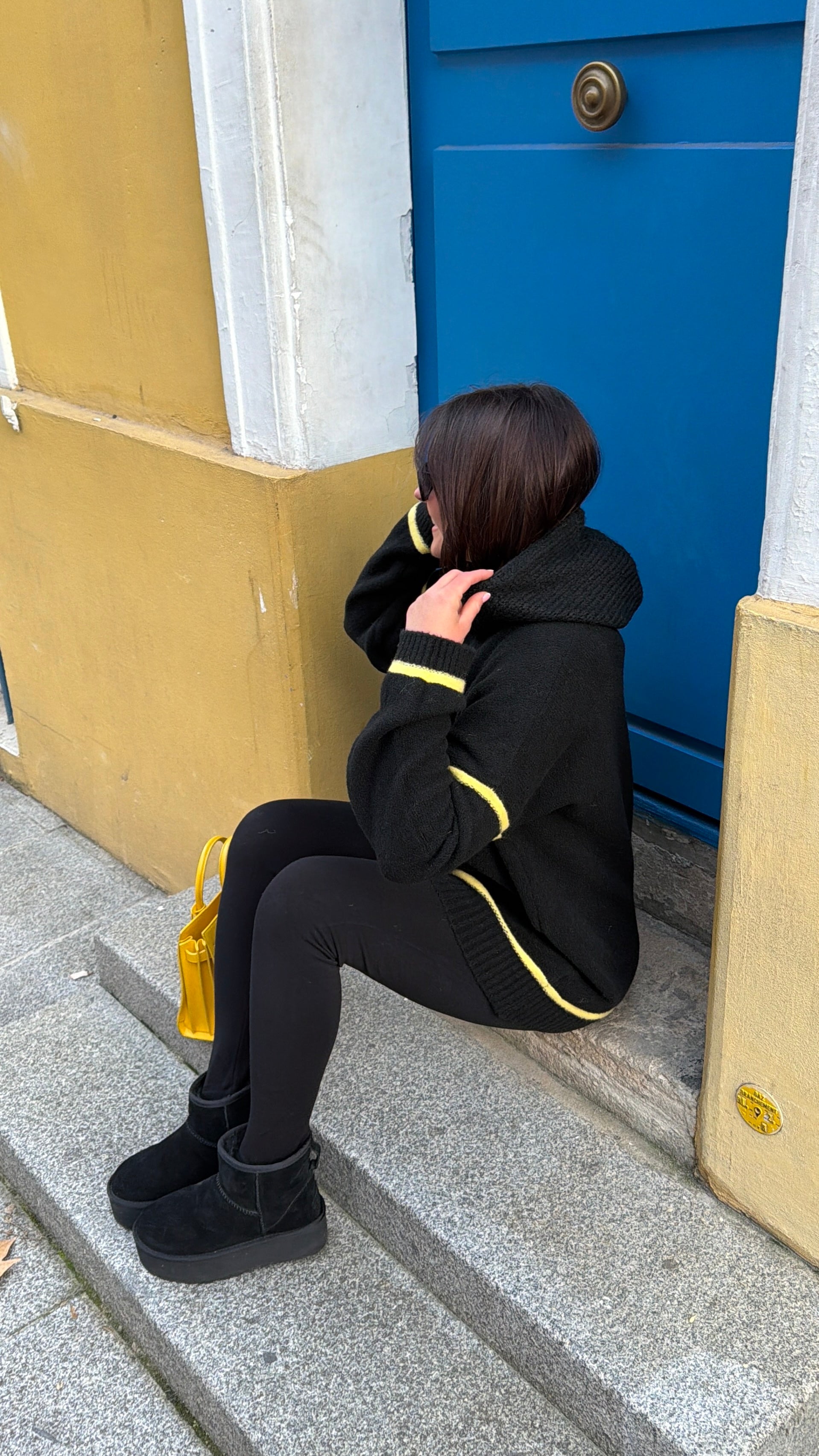 LEGGING FOURRÉ EN COTON NOIR