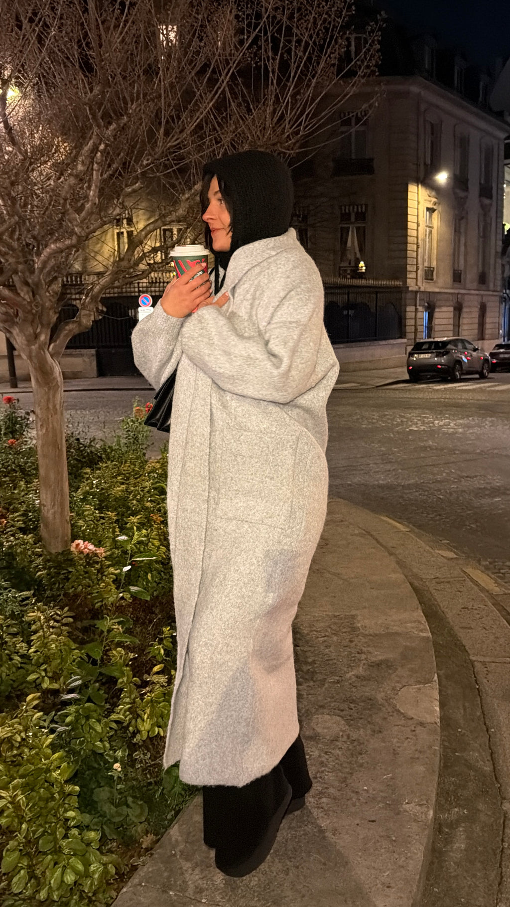 GILET LONG GRIS EN LAINE EVA