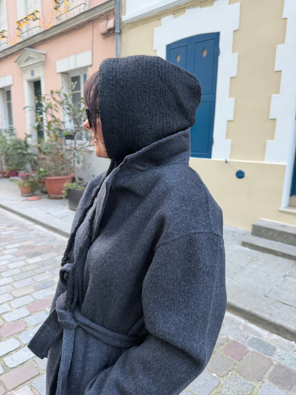 MANTEAU EN LAINE GRIS FONCÉ EMILIE