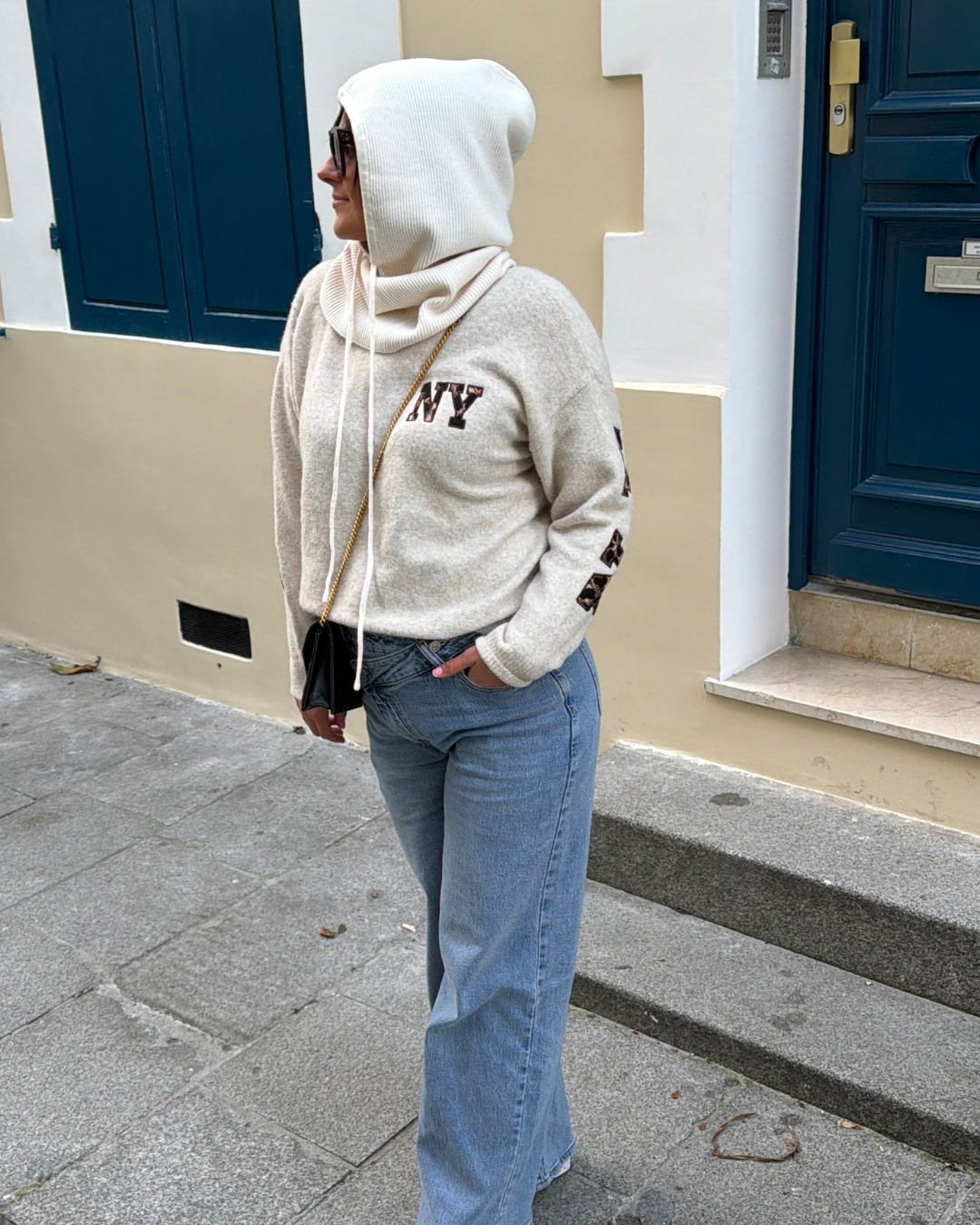 CAGOULE ÉCRU EN LAINE ET CACHEMIRE