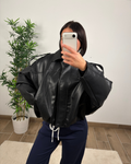 BOMBER OVERSIZE NOIR EN SIMILICUIR