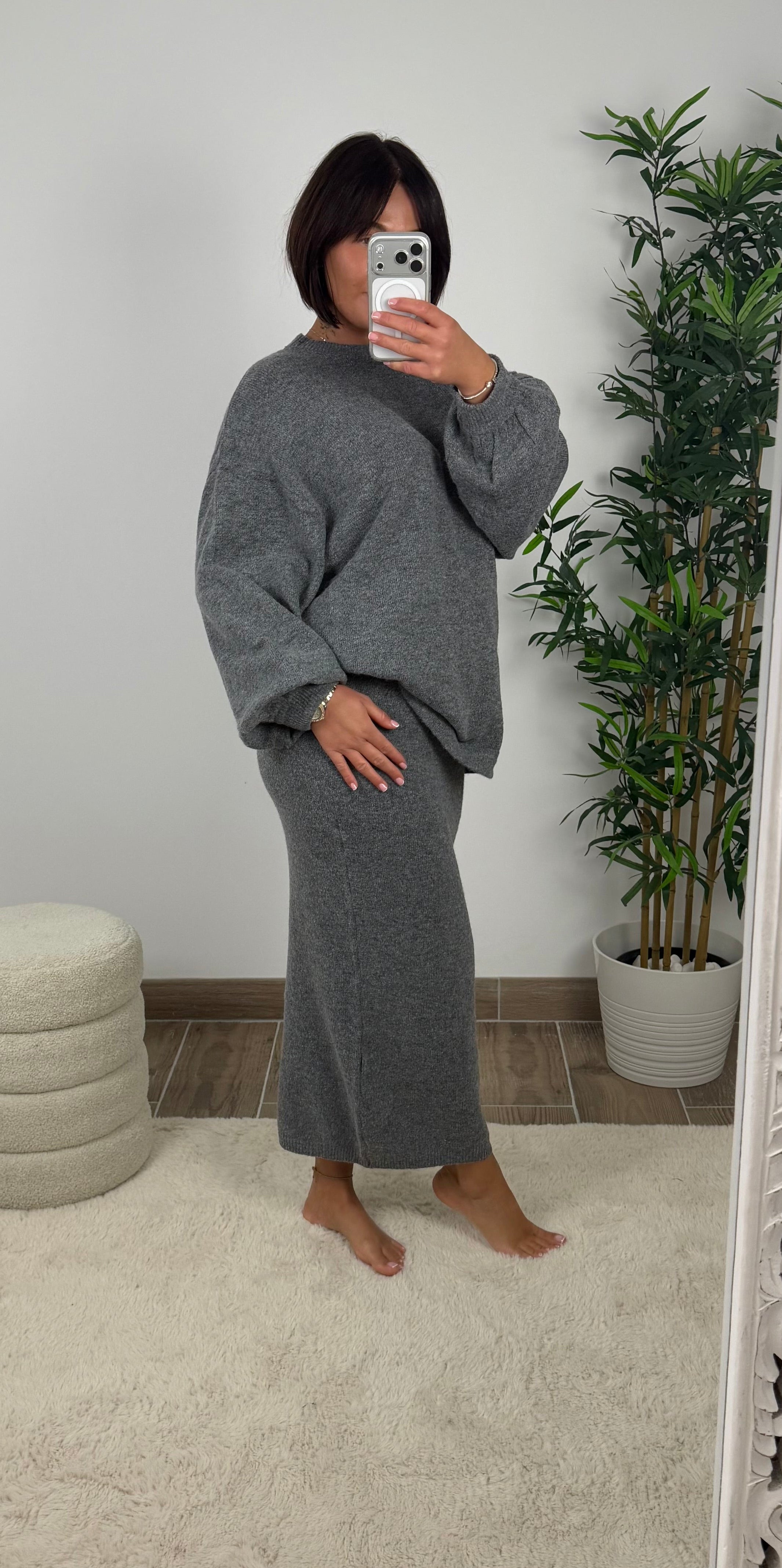 ENSEMBLE GRIS EN LAINE MÉLISSA