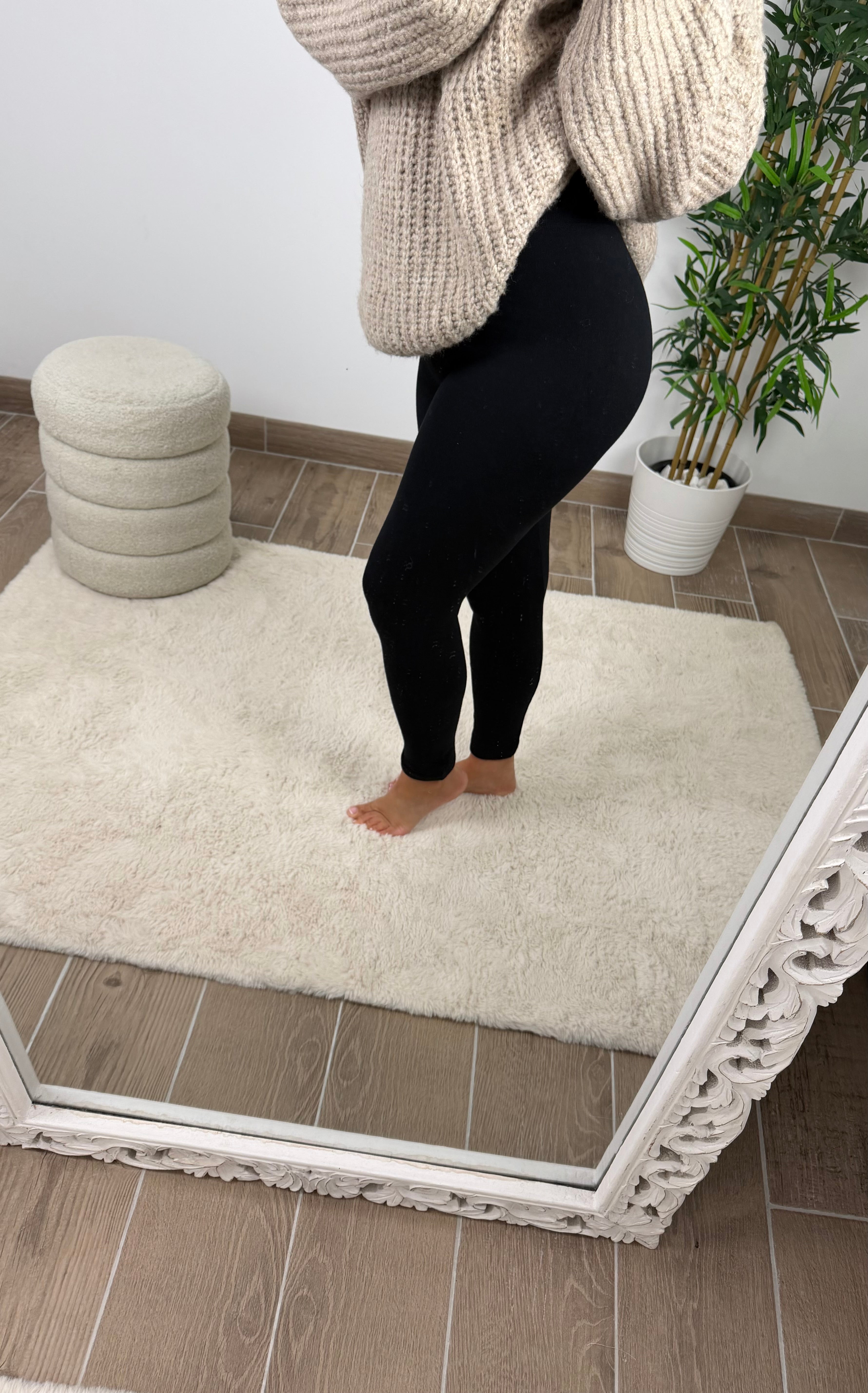 LEGGING FOURRÉ EN COTON NOIR