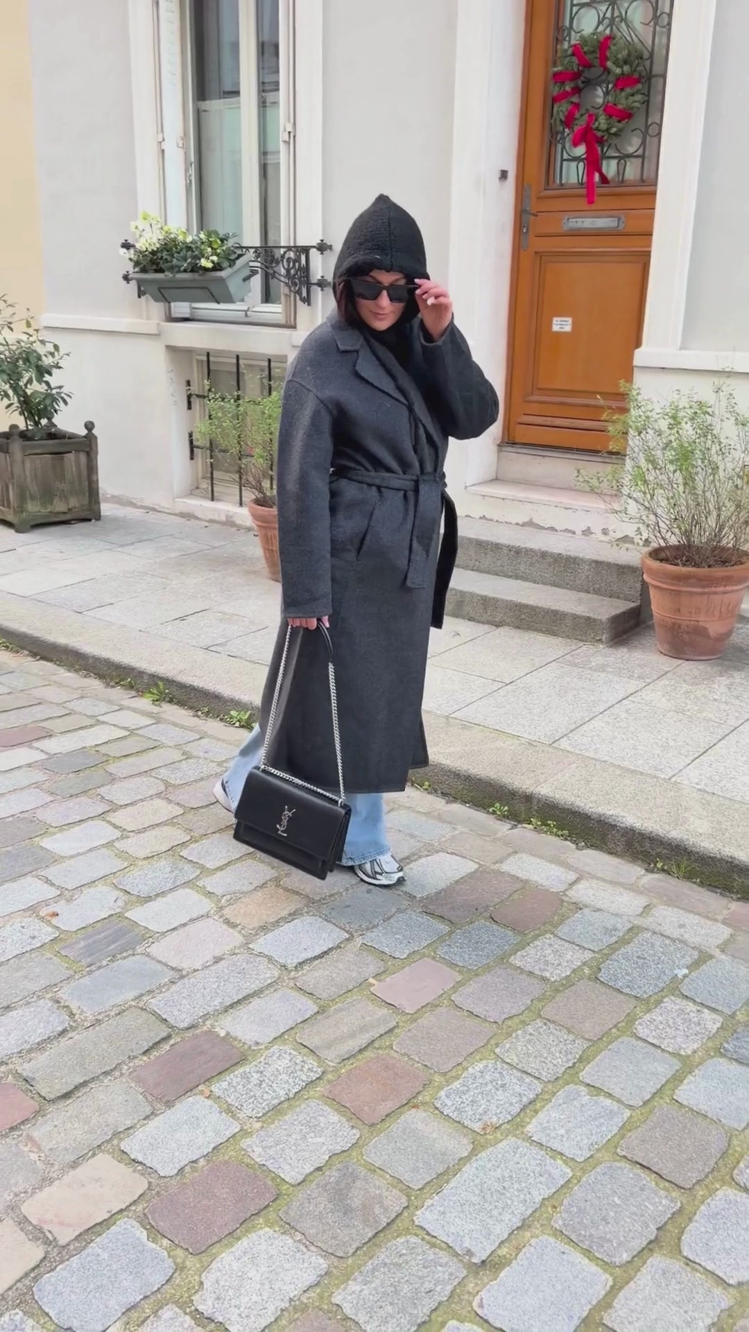 MANTEAU EN LAINE GRIS FONCÉ EMILIE